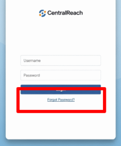 Reset Password in CentralReach.com Login